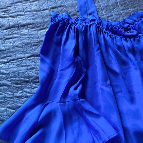 🆕 J Crew Solid Blue Cold Shoulder Top. Size 12 - Picture 7 of 11